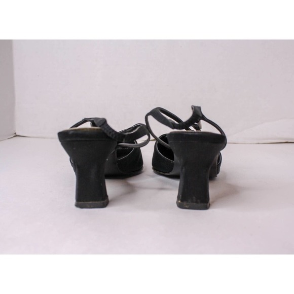 Mootsies Tootsies Collection Black Sling Back Heels Rhinestones Size 8W - Picture 6 of 7